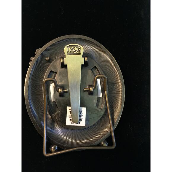 TWO'S COMPANY Ornate Oval Amethyst Rhinestone Easel  PICTURE FRAME - Picture 2 of 5